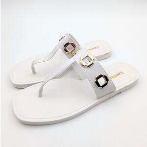 Larroude Milan Jelly Thong Sandal Lightweight Women's White Size US8/9 EU39/40